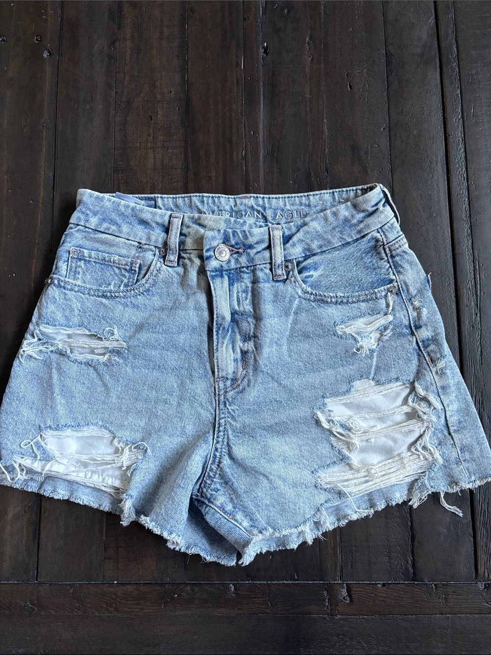American Eagle curvy mom shorts sz 2 jean cut-off destroyed